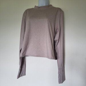 Old Navy CozeCore Long-Sleeve Cropped Rib-Paneled Top XXL